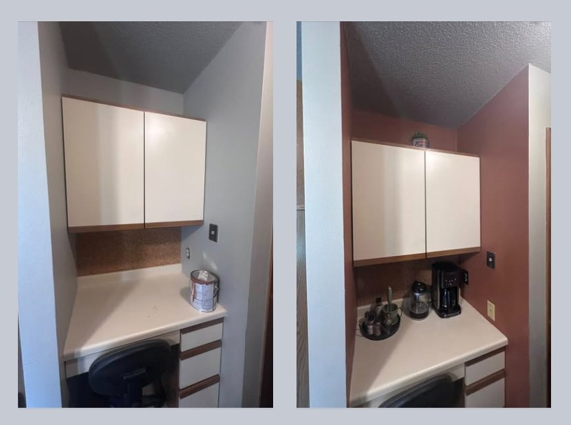 Before and after: a coffee nook transformed with warm new wall color